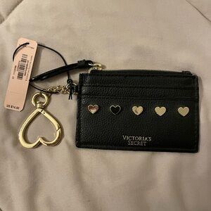 Victoria's Secret Black Card Holder with Gold Hearts